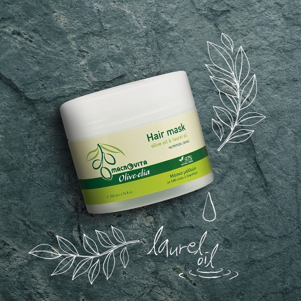 Macrovita Olive.elia naturalna odżywcza maska do włosów intensywnie regenerująca z bio-oliwą i olejem laurowym 200ml