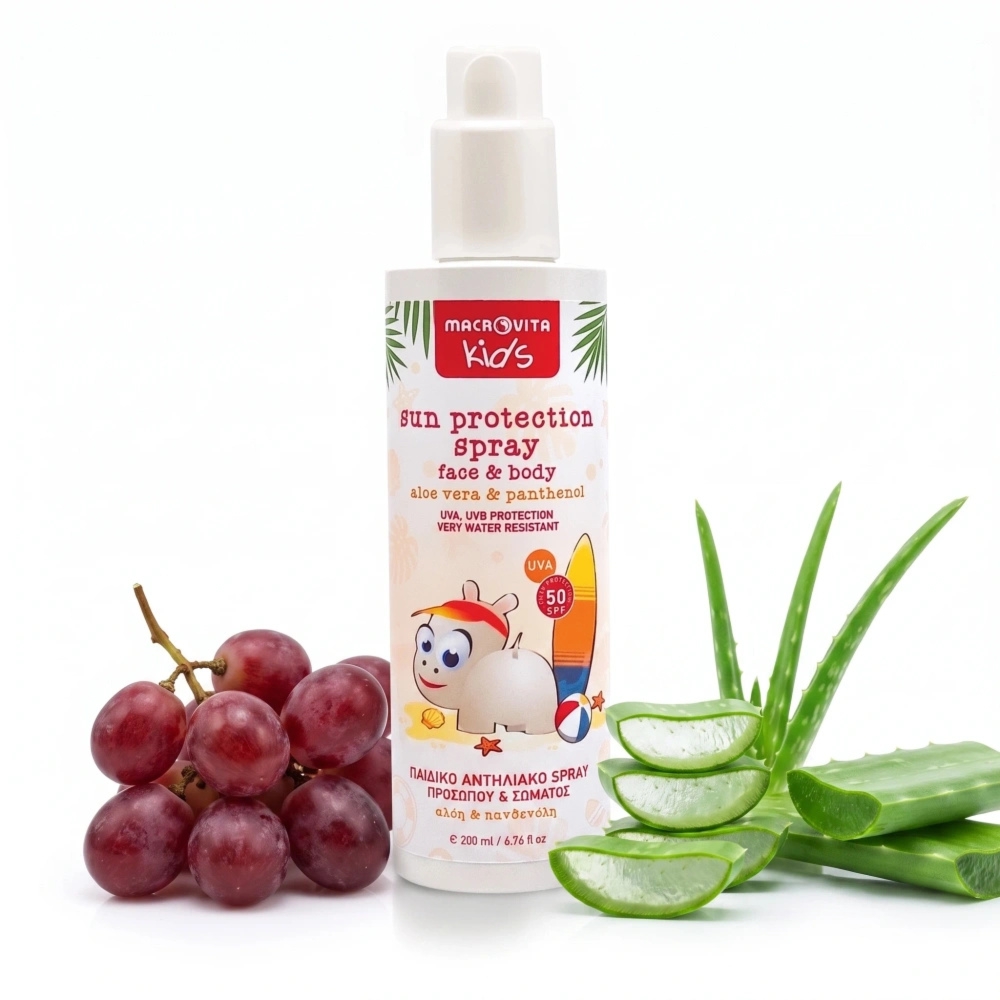 Macrovita Kids spray przeciwsłoneczny do twarzy i ciała SPF50 aloes & panthenol 200ml