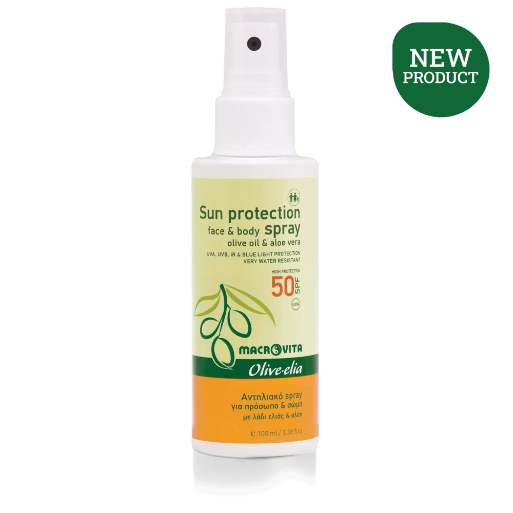 Macrovita Olive.elia spray do opalania twarzy i ciała SPF50 bio-oliwa i olejek słonecznikowy 100ml
