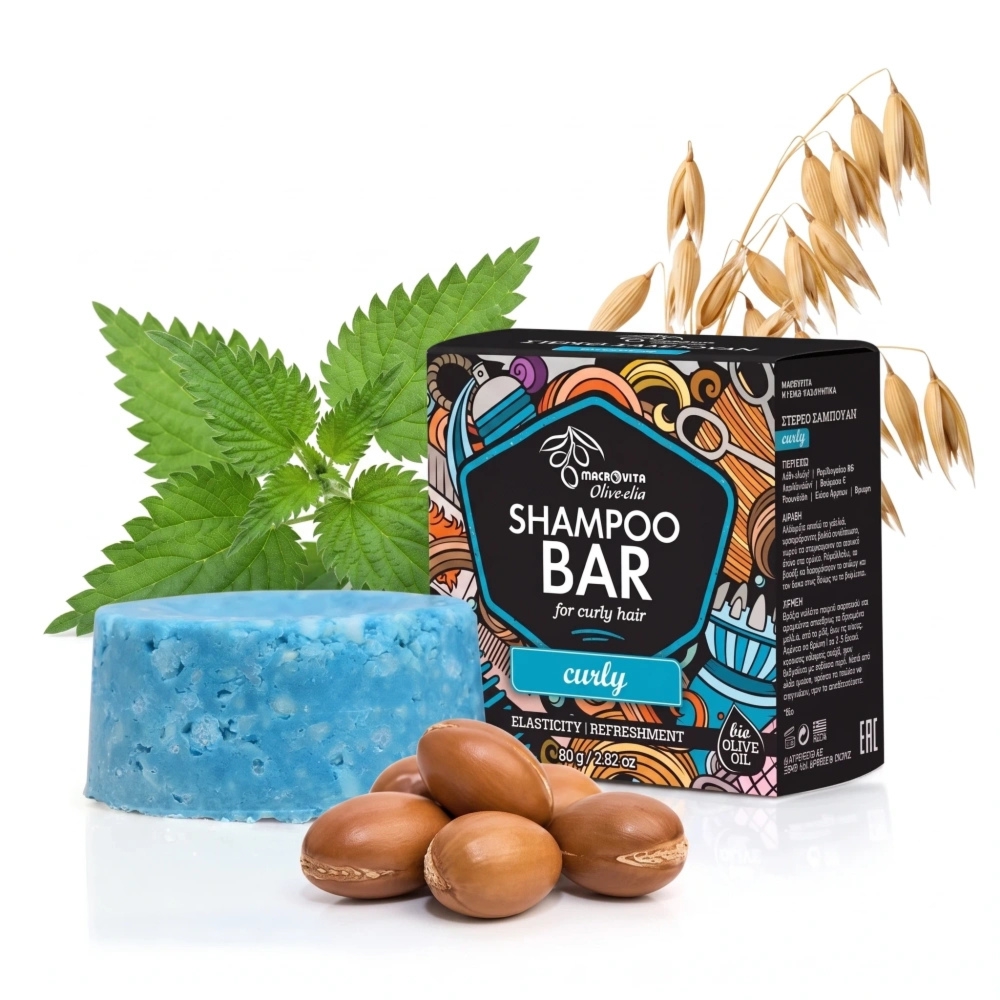 Macrovita Olive.elia Curly naturalny szampon w kostce do włosów kręconych z bio-oliwą, pantenolem i witaminą E 80g