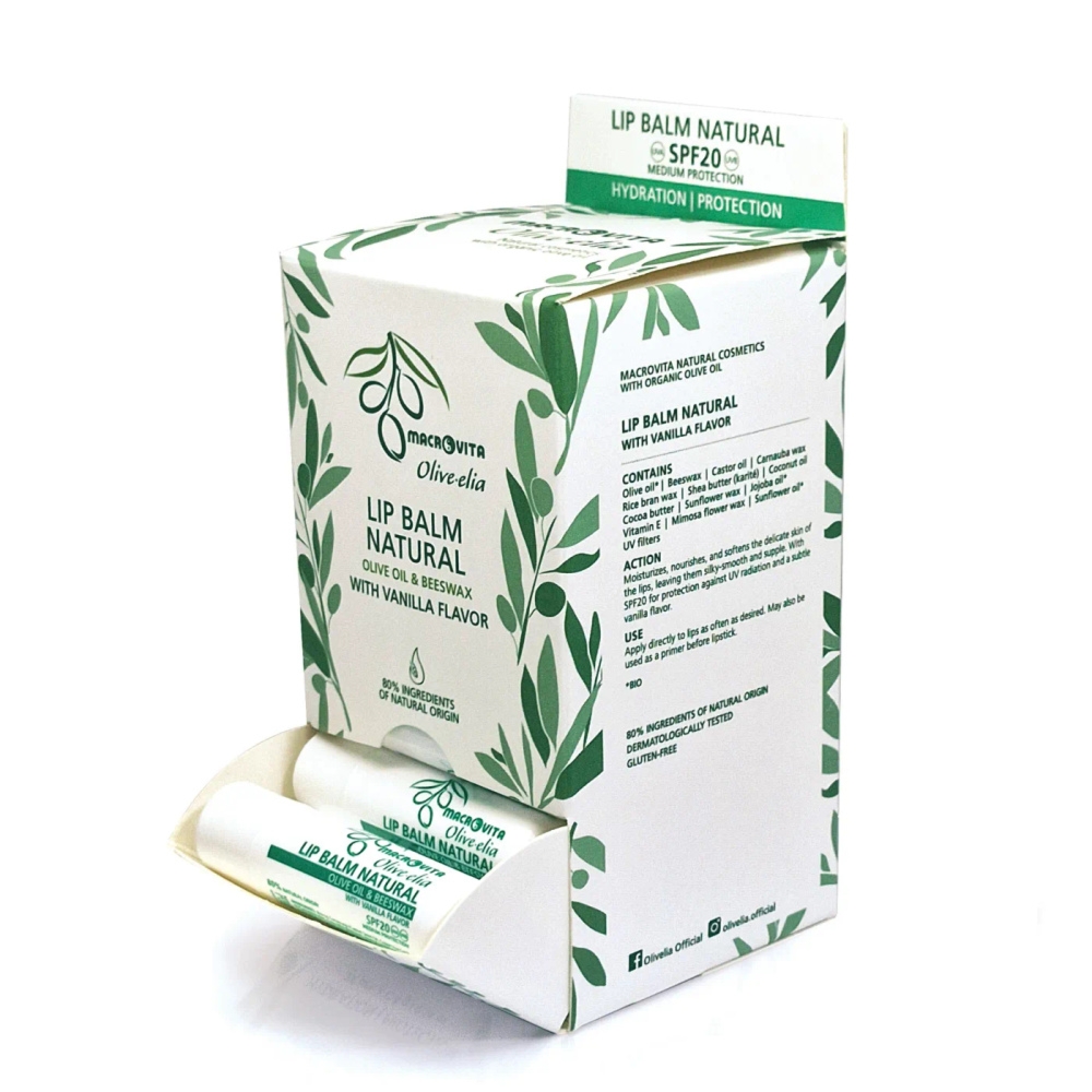 Macrovita Olive.elia balsam do ust z oliwą i woskiem pszczelim SPF20 Natural 4g