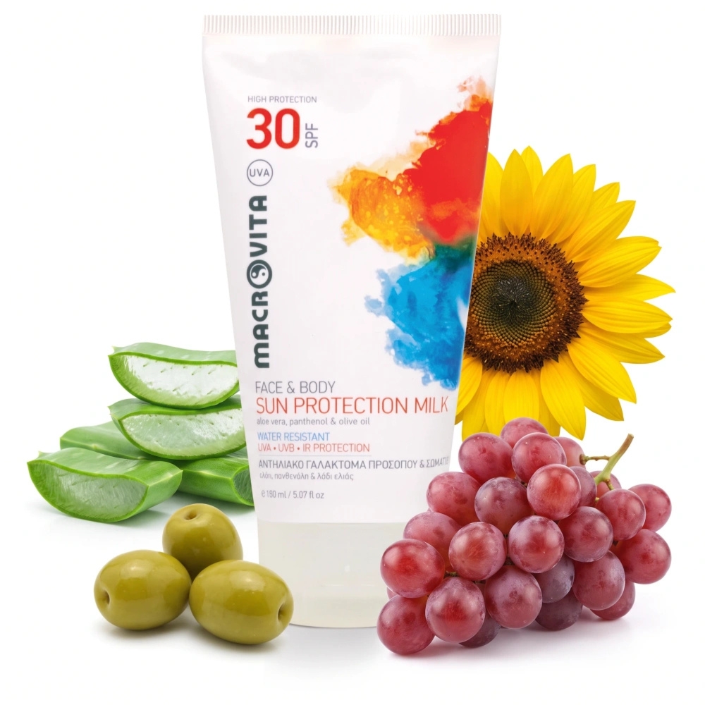 Macrovita mleczko do opalania twarzy i ciała SPF30 bio-aloes, panthenol i bio-oliwa 150ml