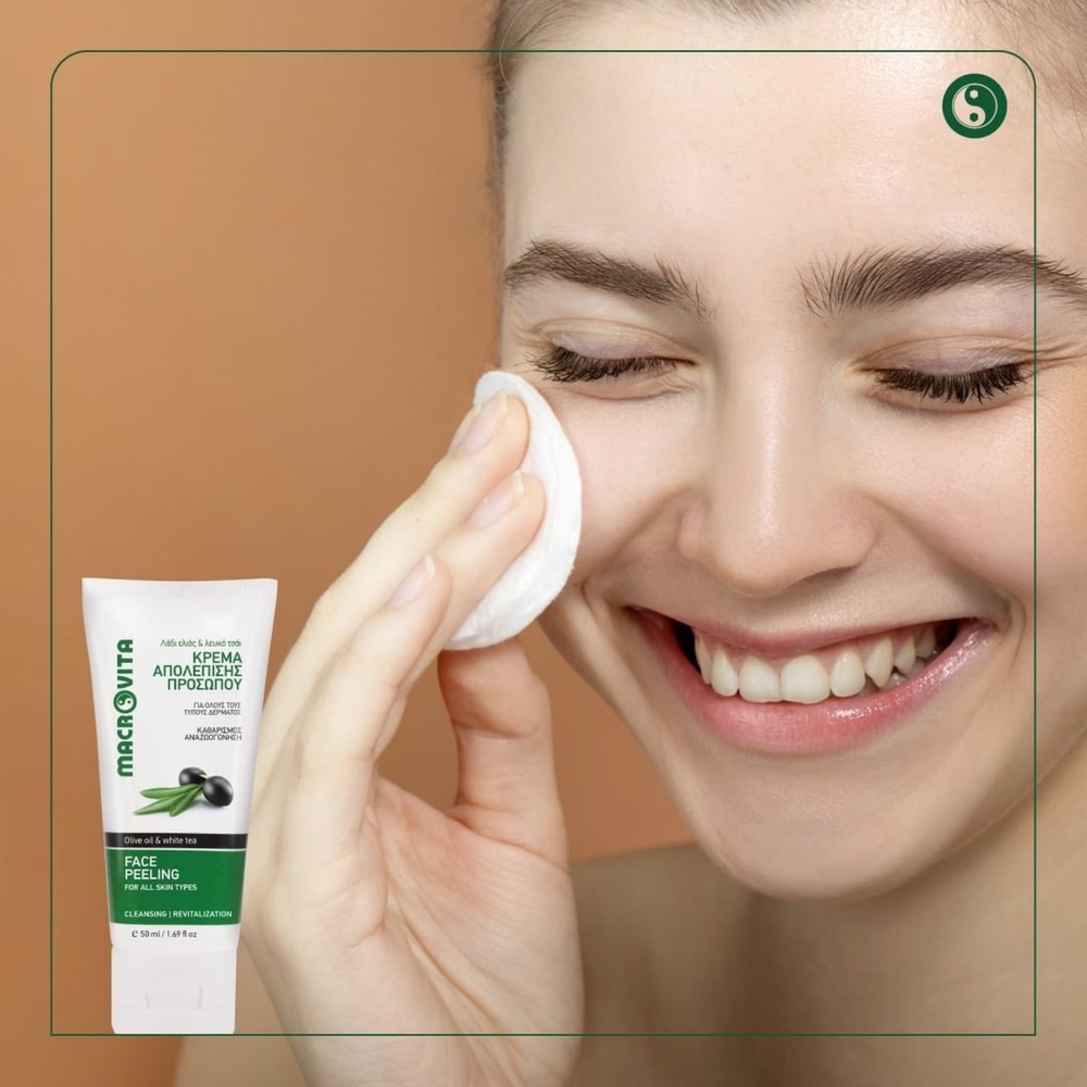 MACROVITA naturalny peeling do twarzy z bio-oliwą i białą herbatą 50ml