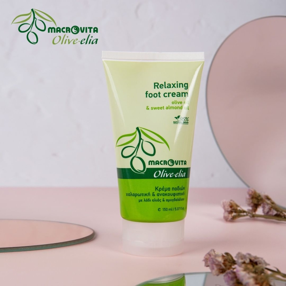 Macrovita Olive.elia relaksujący i zmiękczający krem do stóp z bio-oliwą i olejkiem migdałowym 150ml