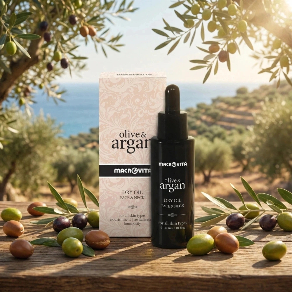 Macrovita Olive & Argan suchy olejek arganowy do twarzy i szyi 30ml