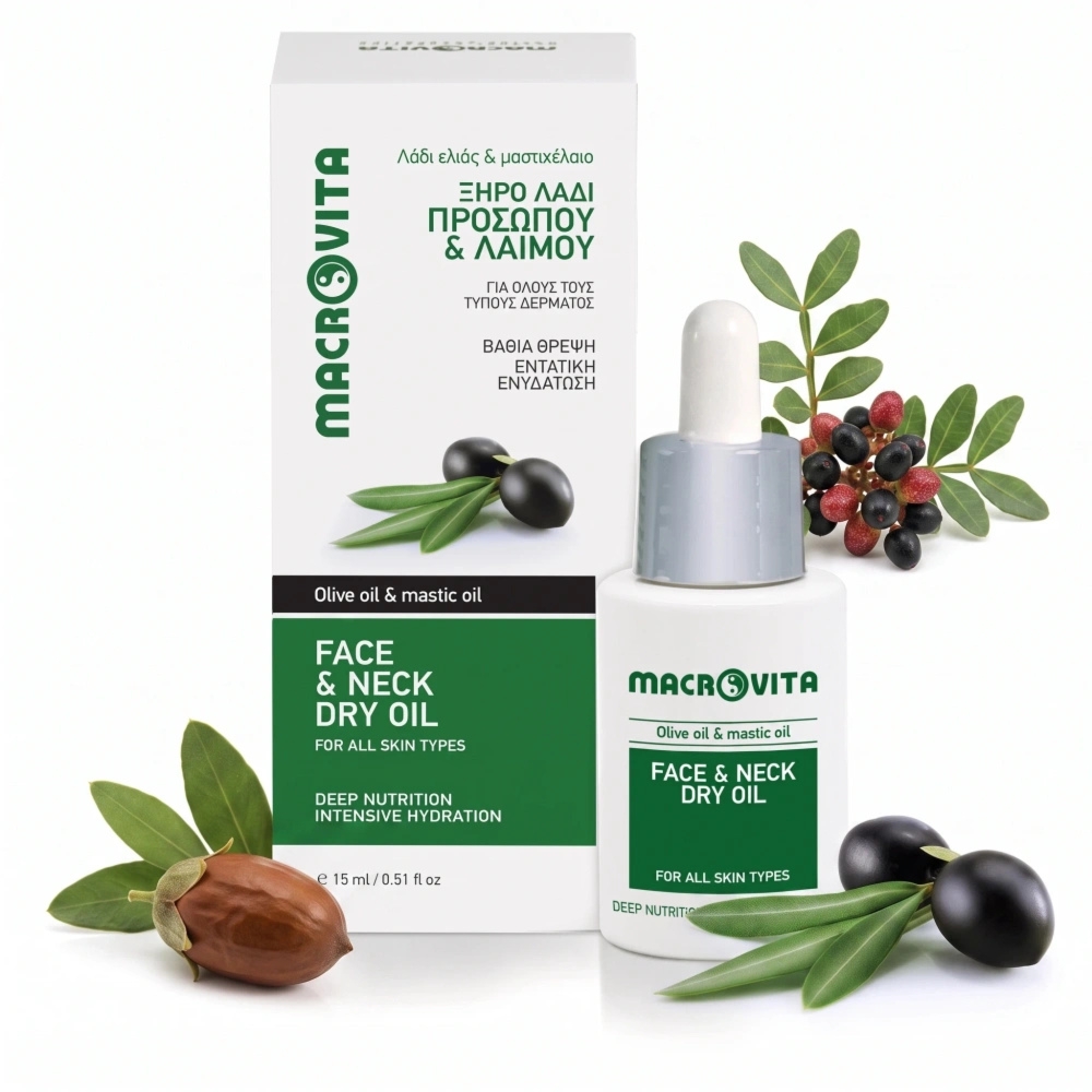Macrovita suchy olejek do twarzy i szyi naturalny z bio-oliwą i olejkiem mastyksowym 15ml