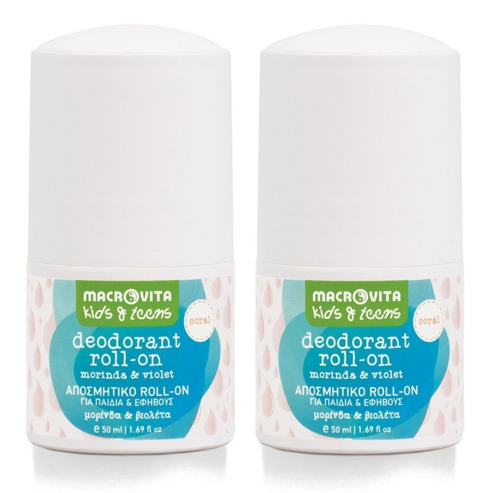 Zestaw Macrovita Kids & Teens Coral naturalne dezodoranty w kulce dla dziewczynek z morindą i fiołkiem 50ml (2 szt.)