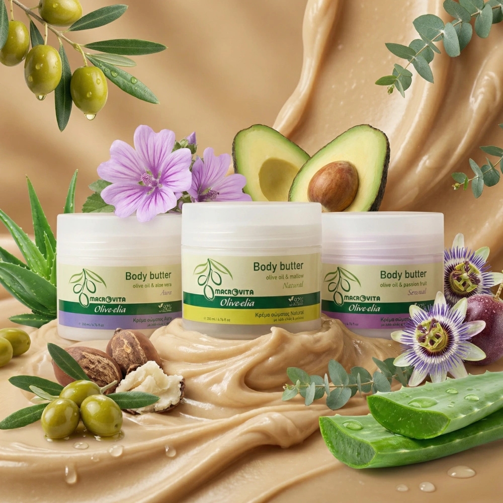 Macrovita Olive.elia Aura naturalne masło do ciała z bio-oliwą i aloesem 200ml