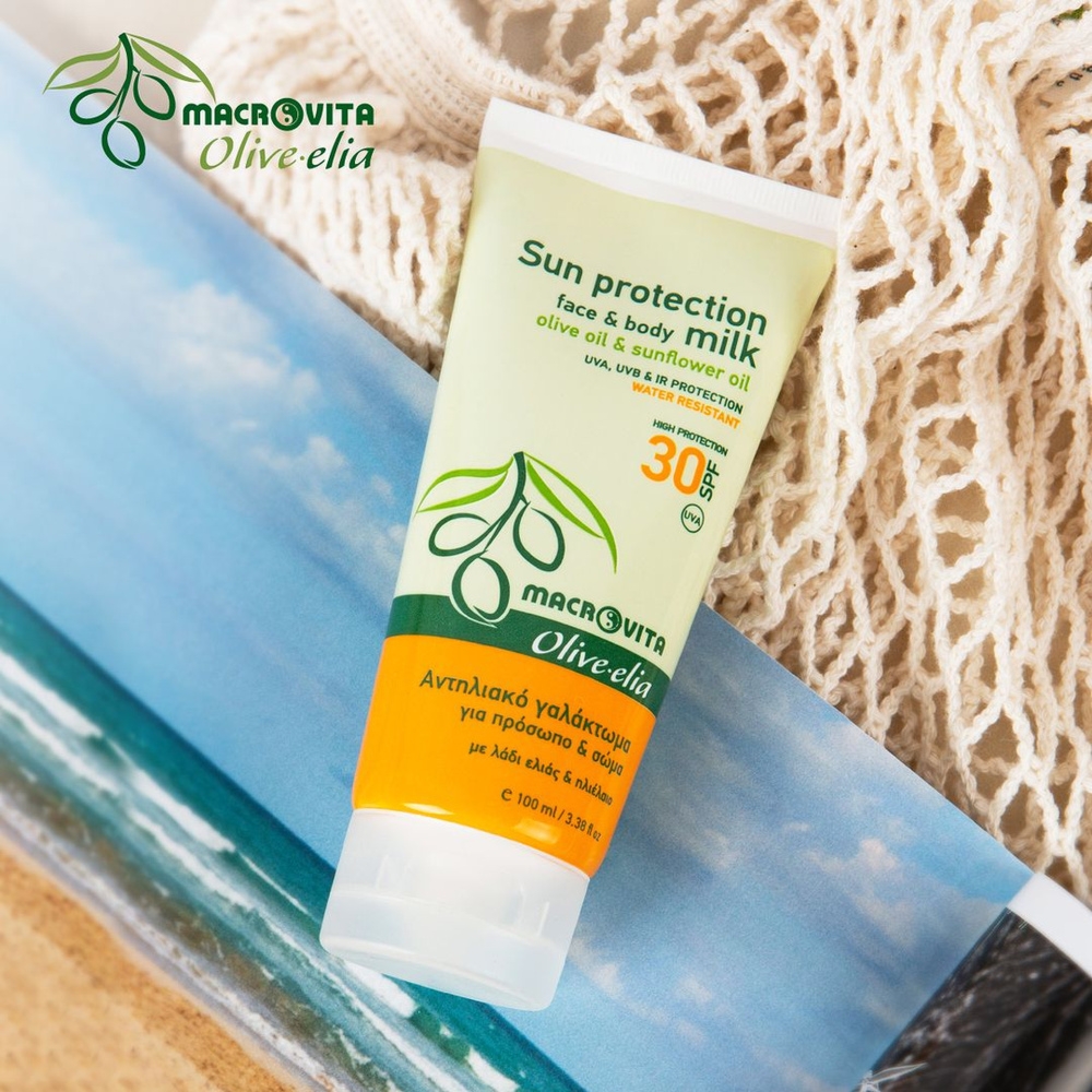 Macrovita Olive.elia nawilżające mleczko do twarzy i ciała SPF30 z bio-oliwą i olejkiem ze słonecznika 100ml