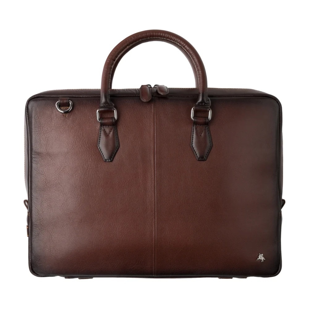 Zgrabna teczka na laptop 13” ze skóry licowej Visconti AT-50 – brązowa