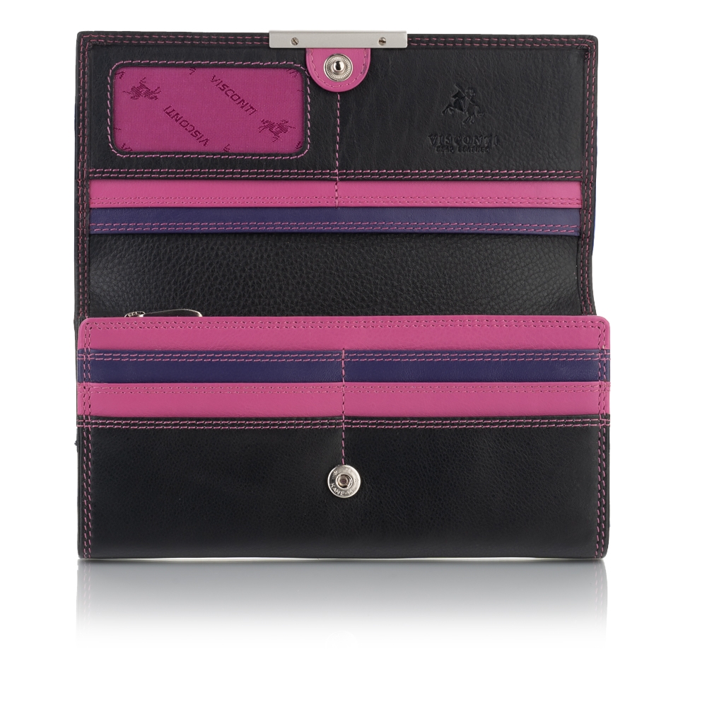 Duży portfel damski z RFID Visconti R-11 – jagodowy