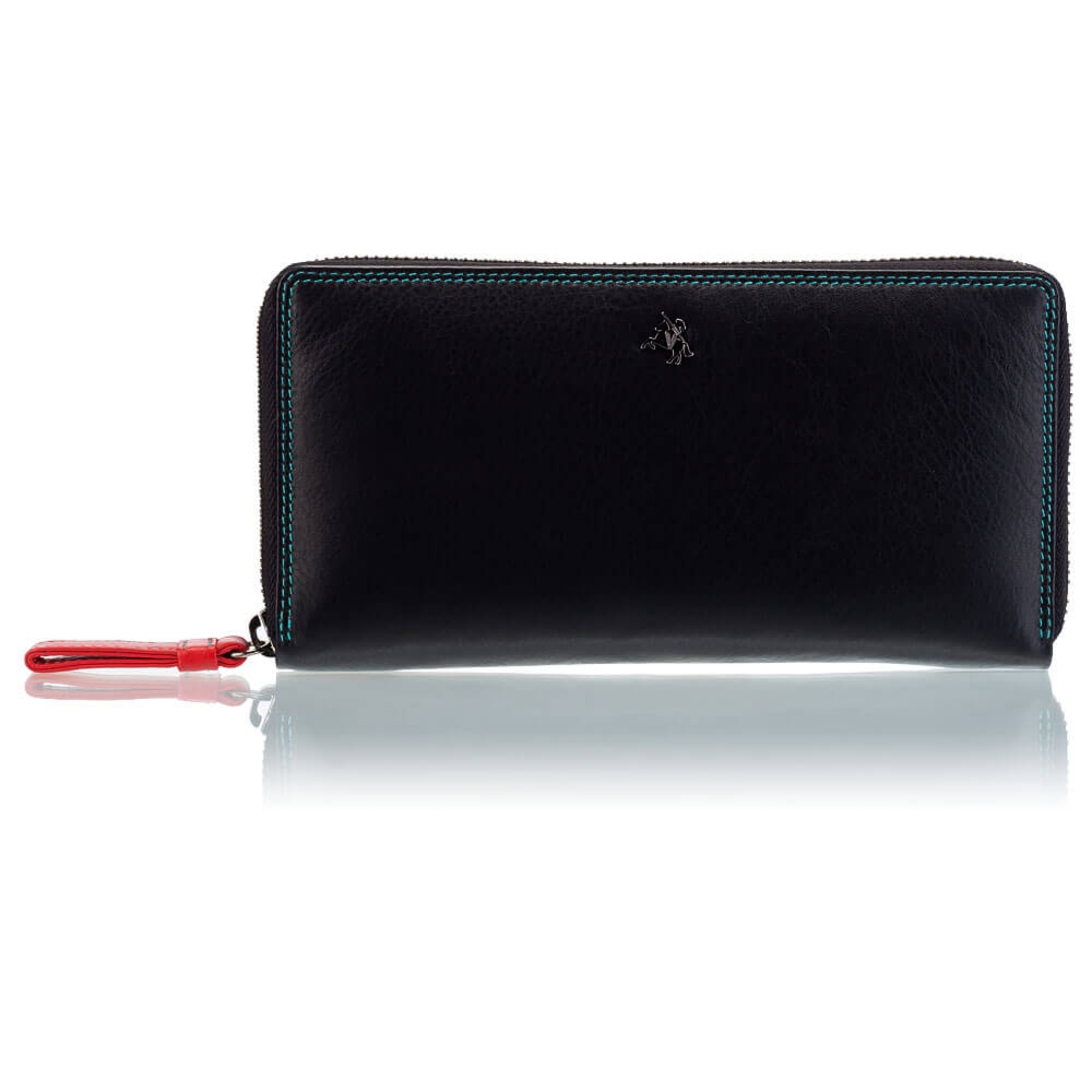 Kolorowy portfel damski na zamek Visconti SP-33 RFID – czarny