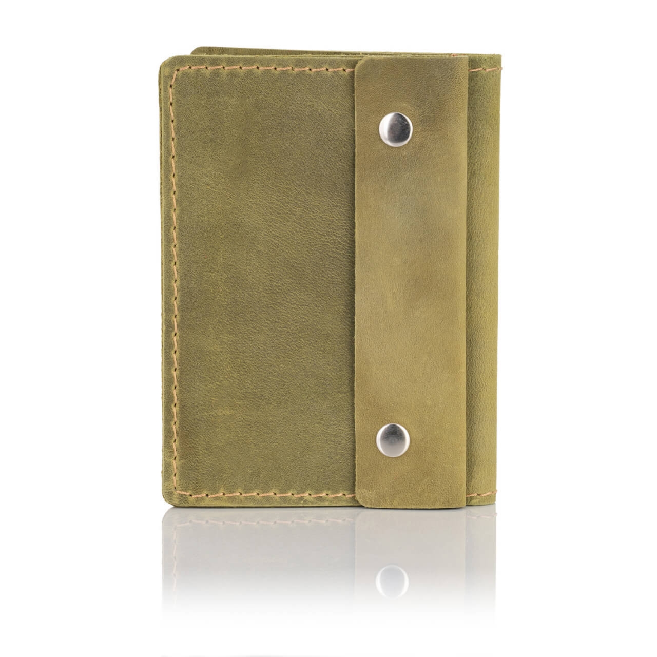 Skórzany Cienki Portfel Slim Wallet Brodrene SW-04 – oliwkowy