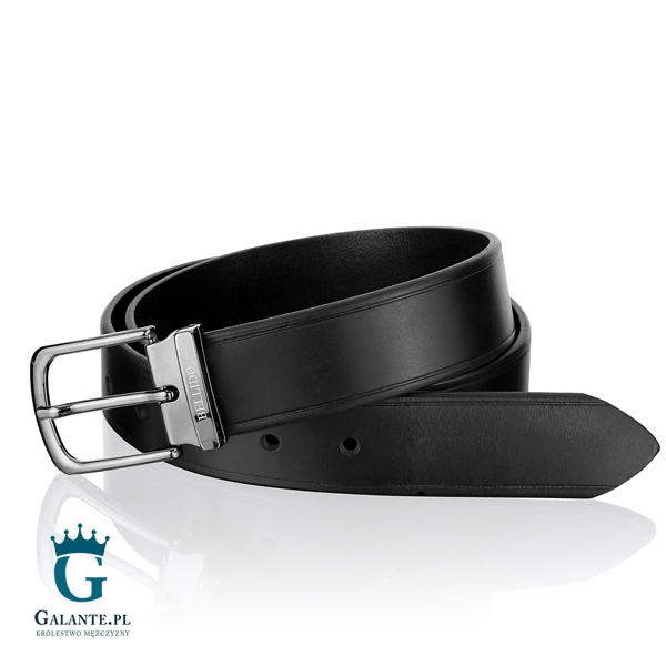Czarny gładki pasek ze skóry casual/jeans miguel bellido 845-35-8887-09-001