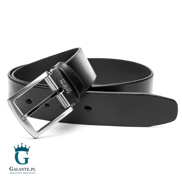 Czarny pasek skórzany casual jeans miguel bellido 4750-40-5925-13