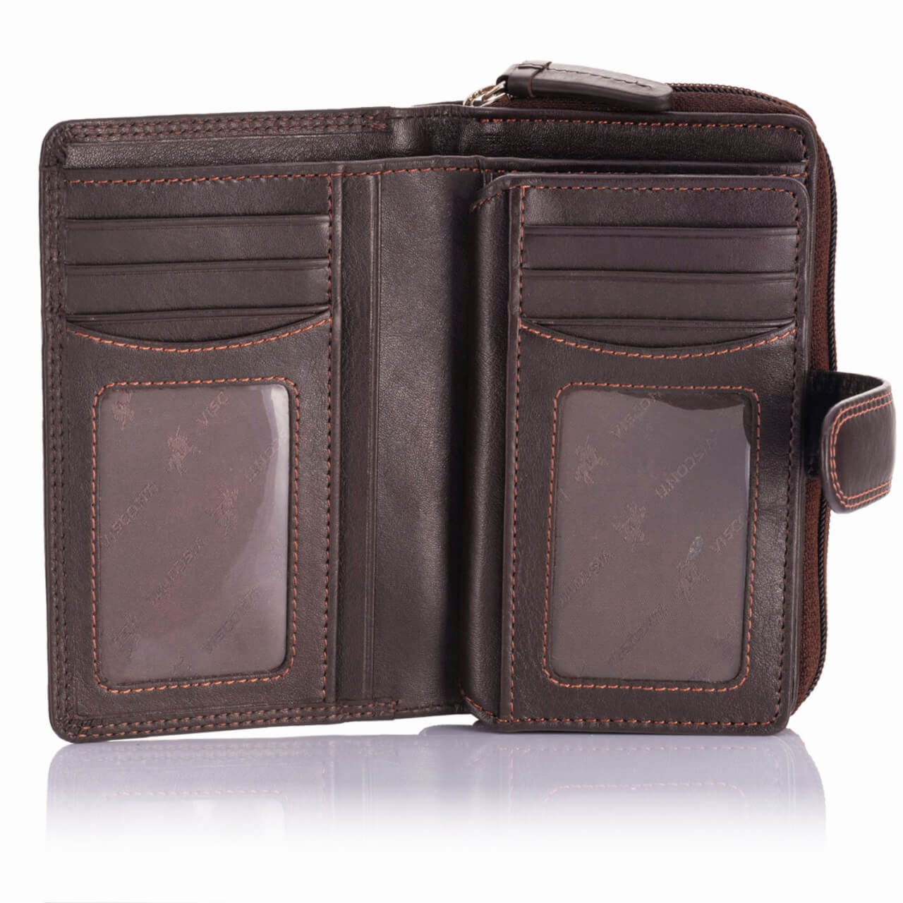 Skórzany portfel damski Visconti HT-33 RFID – Choco