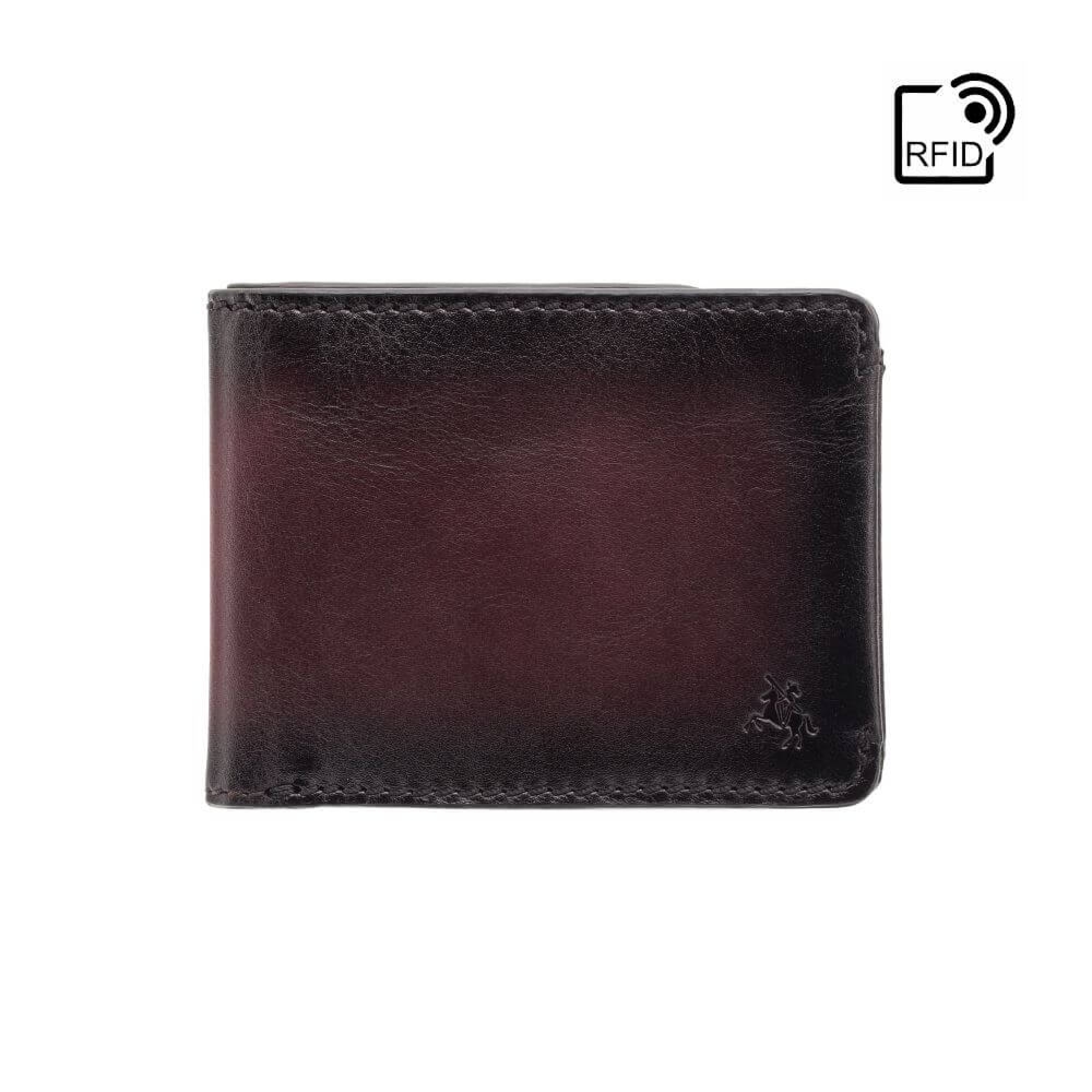 Banknotówka męska z ciemniejszymi krawędziami Visconti MT-90 RFID – burgund