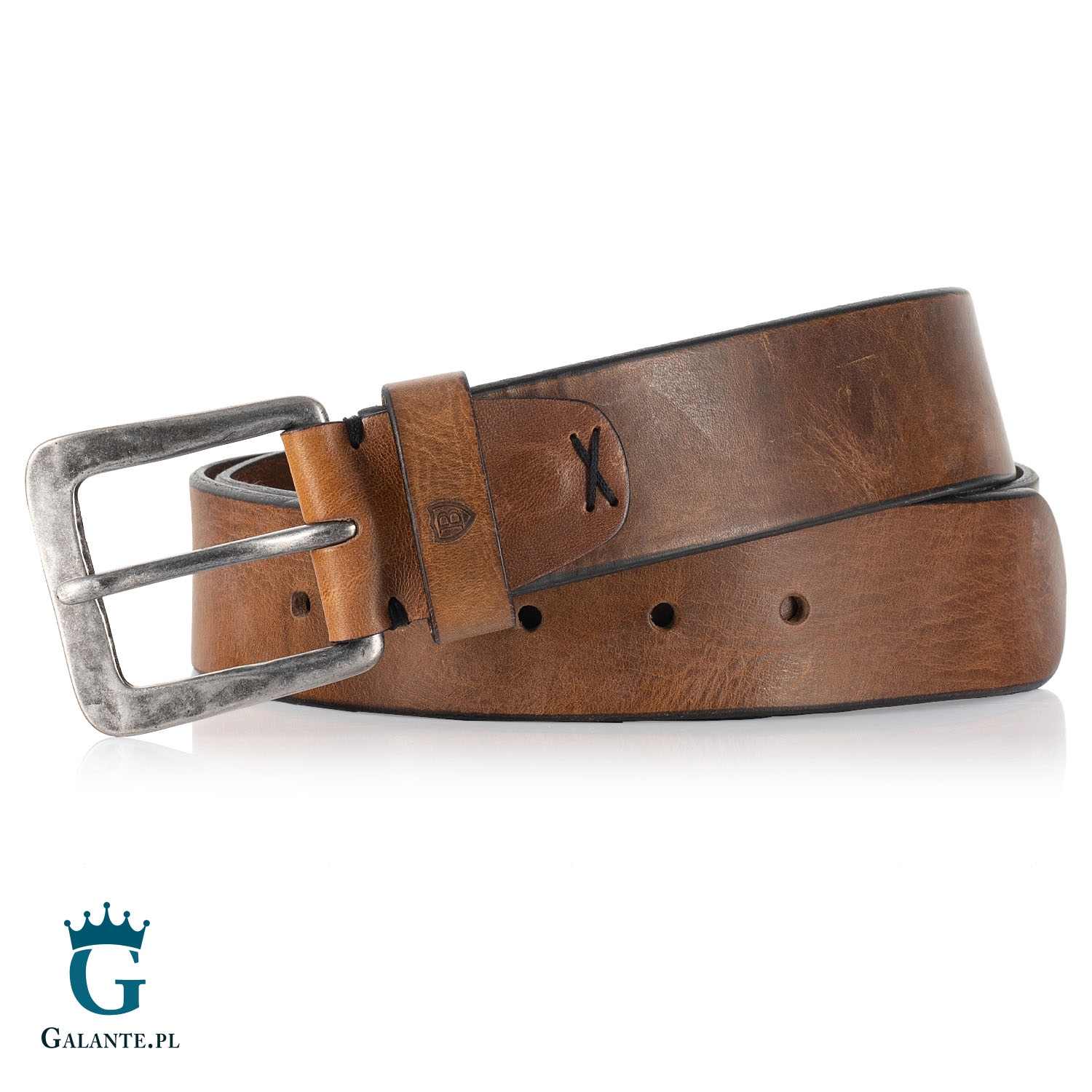 Jasnobrązowy pasek skórzany casual/jeans miguel bellido 4985-40-8659-23