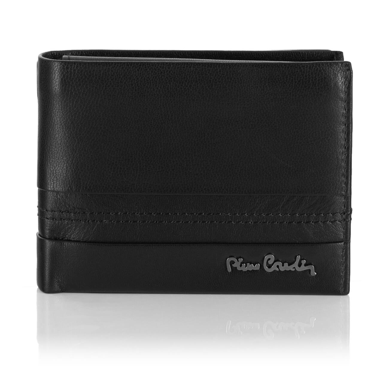 Skórzany portfel męski z przeszyciami Pierre Cardin TILAK97 8806 – czarny