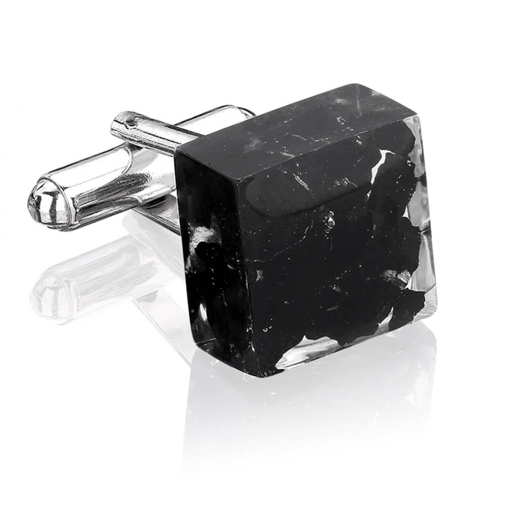 Srebrne spinki do mankietów z węglem SMW-006