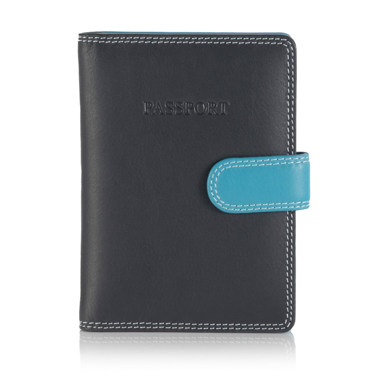 Kolorowe skórzane etui na paszport Visconti RB-75 RFID – niebieski