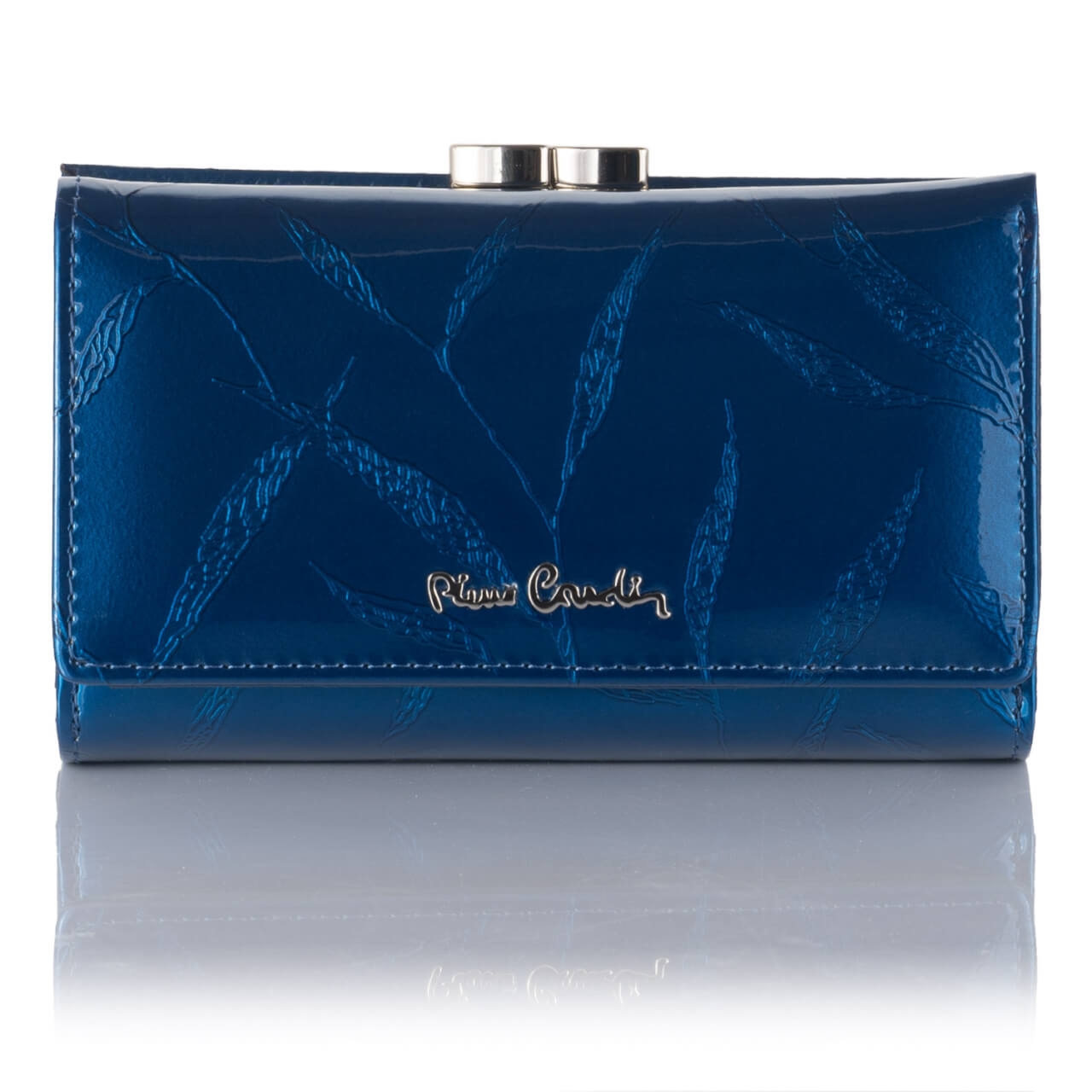 Portfel damski Pierre Cardin na zatrzask 02 LEAF 108 – Niebieski