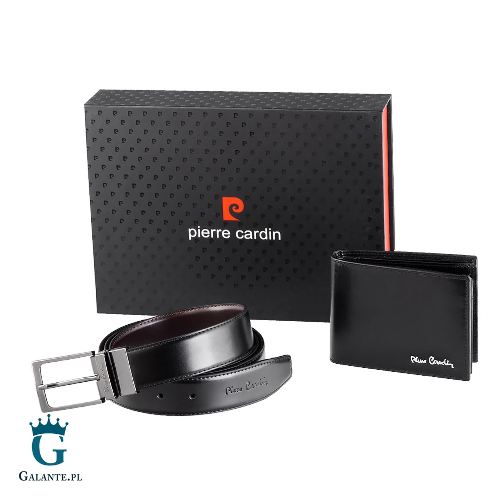 Zestaw prezentowy pierre cardin skórzany portfel i pasek zg-71