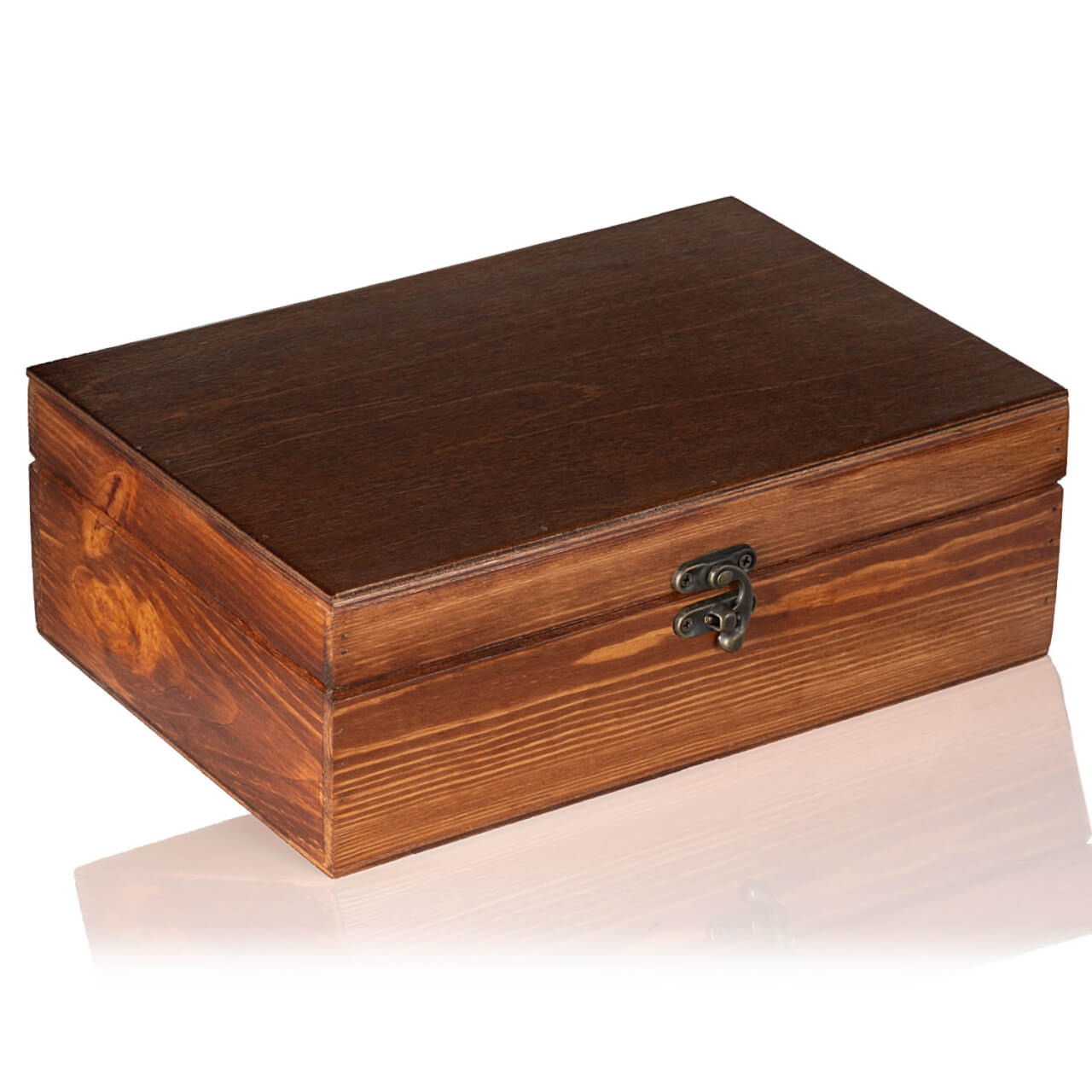 Nieduży kuferek drewniany lakierowany brązowy 26x18x9 cm z możliwością graweru