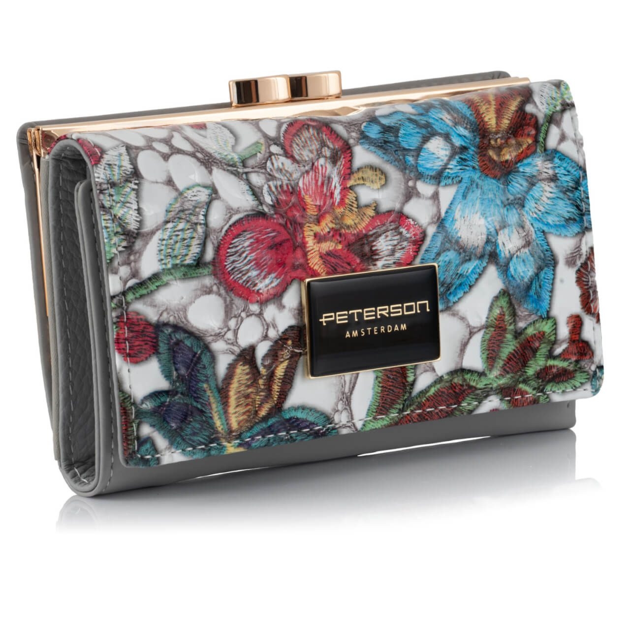 Portfel damski malowany w kwiaty PETERSON PH23 – kolorowy