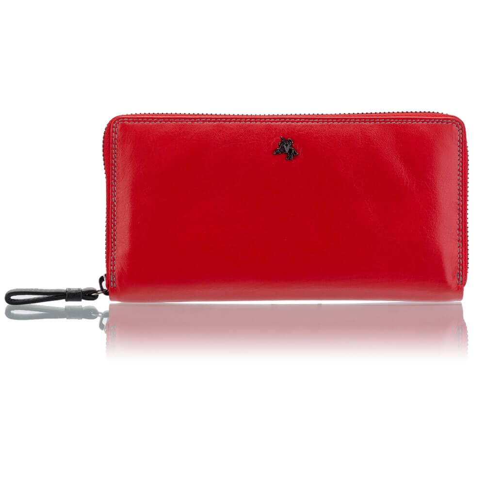 Kolorowy portfel damski na zamek Visconti SP-33 RFID – czerwony