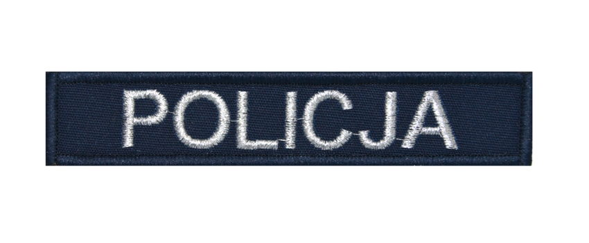 Emblemat granatowy z haftem POLICJA
