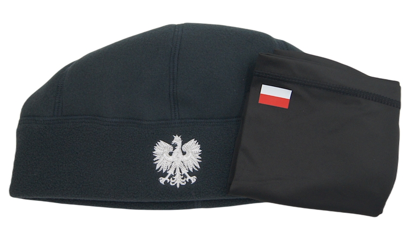 ZESTAW: Czapka specjalna zimowa SW i Komin czarny z flagą