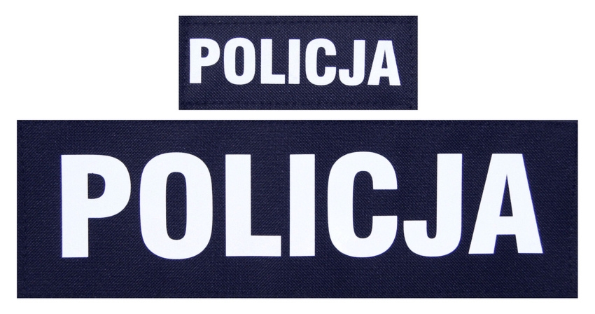 Komplet napisów odblaskowych POLICJA na kamizelkę taktyczną - granatowe