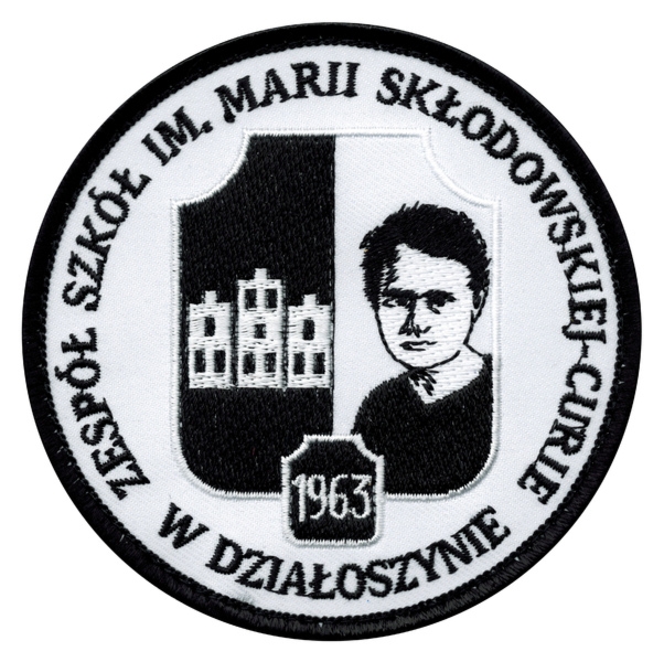 Emblemat szkolny Zespół Szkół im. Marii Skłodowskiej-Curie w Działoszynie