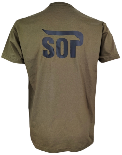 T-shirt, Koszulka polowa khaki z logo SOP