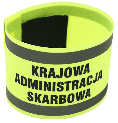 Opaska naramienna odblaskowa z napisem Krajowa Administracja Skarbowa - z rzepem