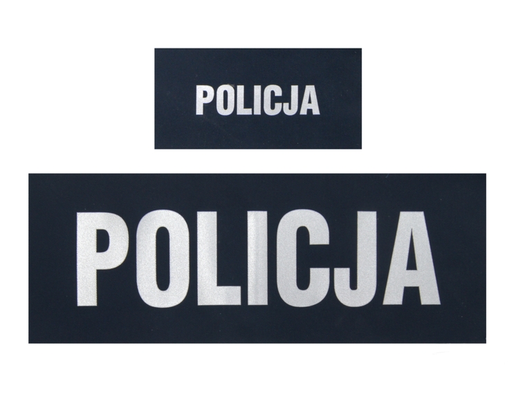 Komplet napisów odblaskowych POLICJA na polar - tło granatowe