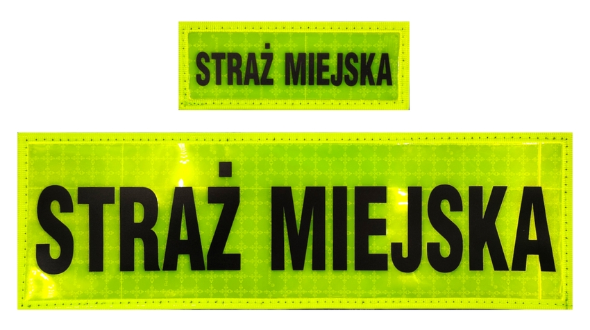 Komplet napisów pryzmatycznych odblaskowych STRAŻ MIEJSKA