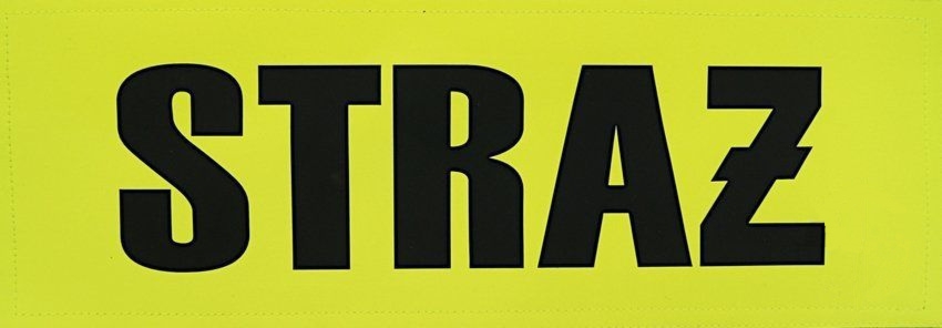 Napis duży odblaskowy STRAŻ na ubranie specjalne