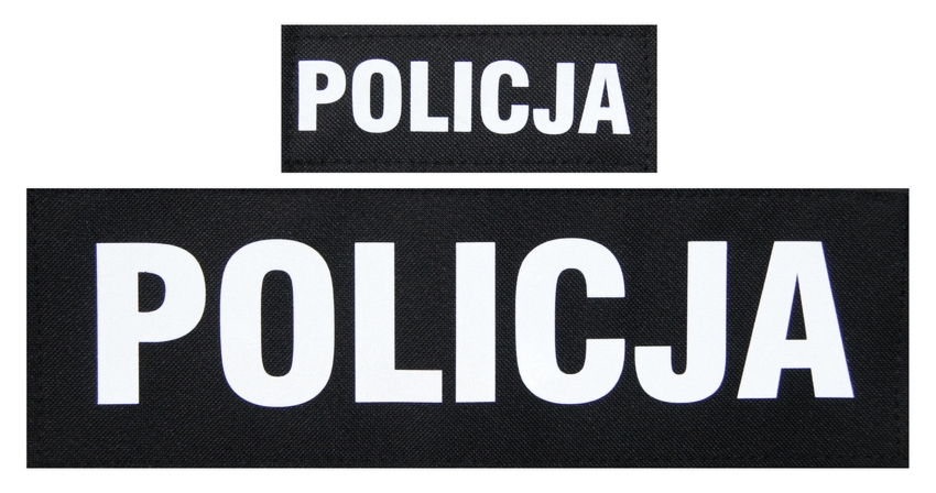 Komplet napisów odblaskowych POLICJA na kamizelkę taktyczną - czarne
