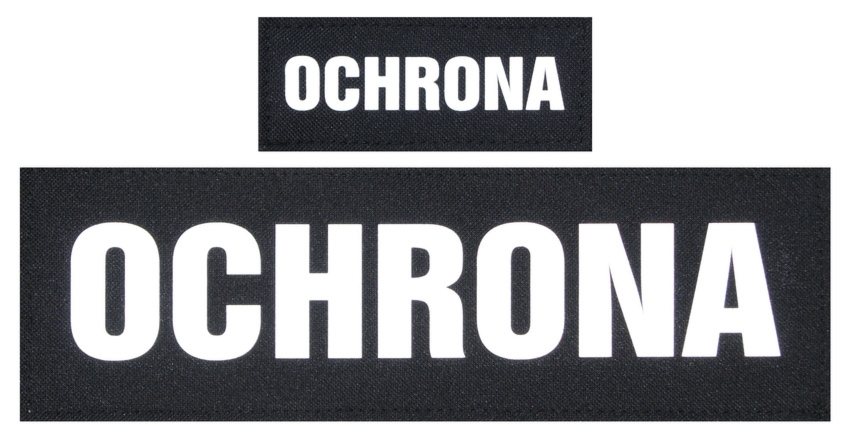 Komplet napisów odblaskowych OCHRONA na kamizelkę taktyczną