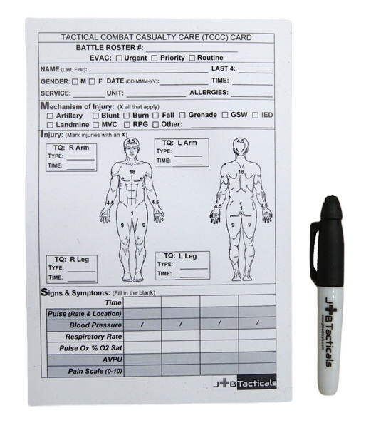 TCCC Card polowa karta ewakuacyjna, karta żołnierza + marker