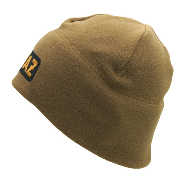 Czapka polarowa z napisem złotym STRAŻ - piaskowa