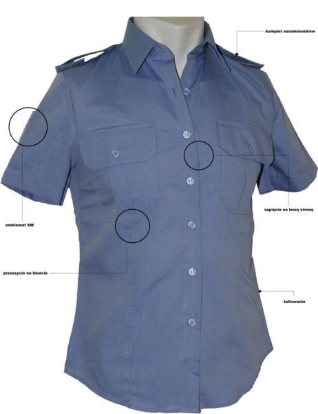 Koszula niebieska Służby Więziennej - krótki rękaw, damska