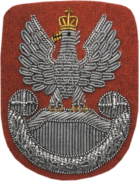 Orzełek Wojska Polskiego do beretu szkarłatnego (inna barwa!) - haftowany bajorkiem - WYPRZEDAŻ