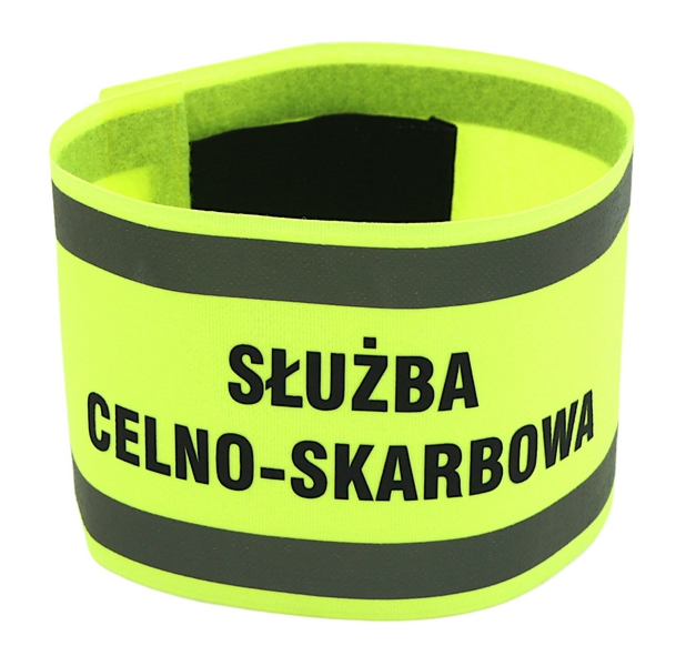 Opaska naramienna odblaskowa z napisem SŁUŻBA CELNO-SKARBOWA - z rzepem