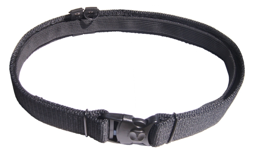 Pas parciany przeciążeniowy z plastikową klamrą zatrzaskową - czarny