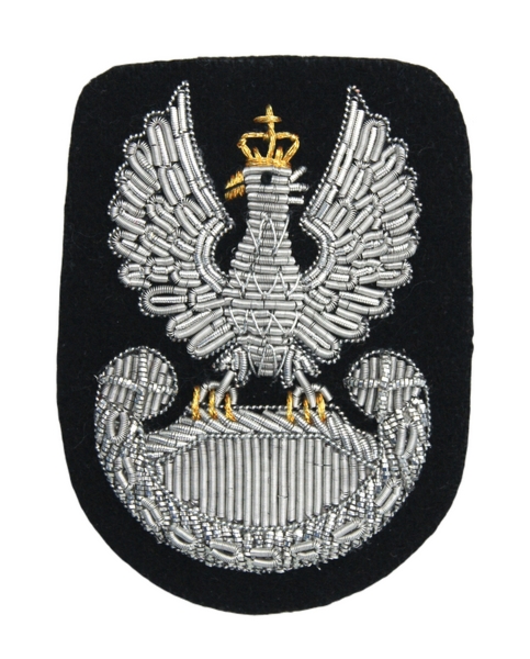 Orzełek Wojska Polskiego do beretu czarnego - haftowany bajorkiem