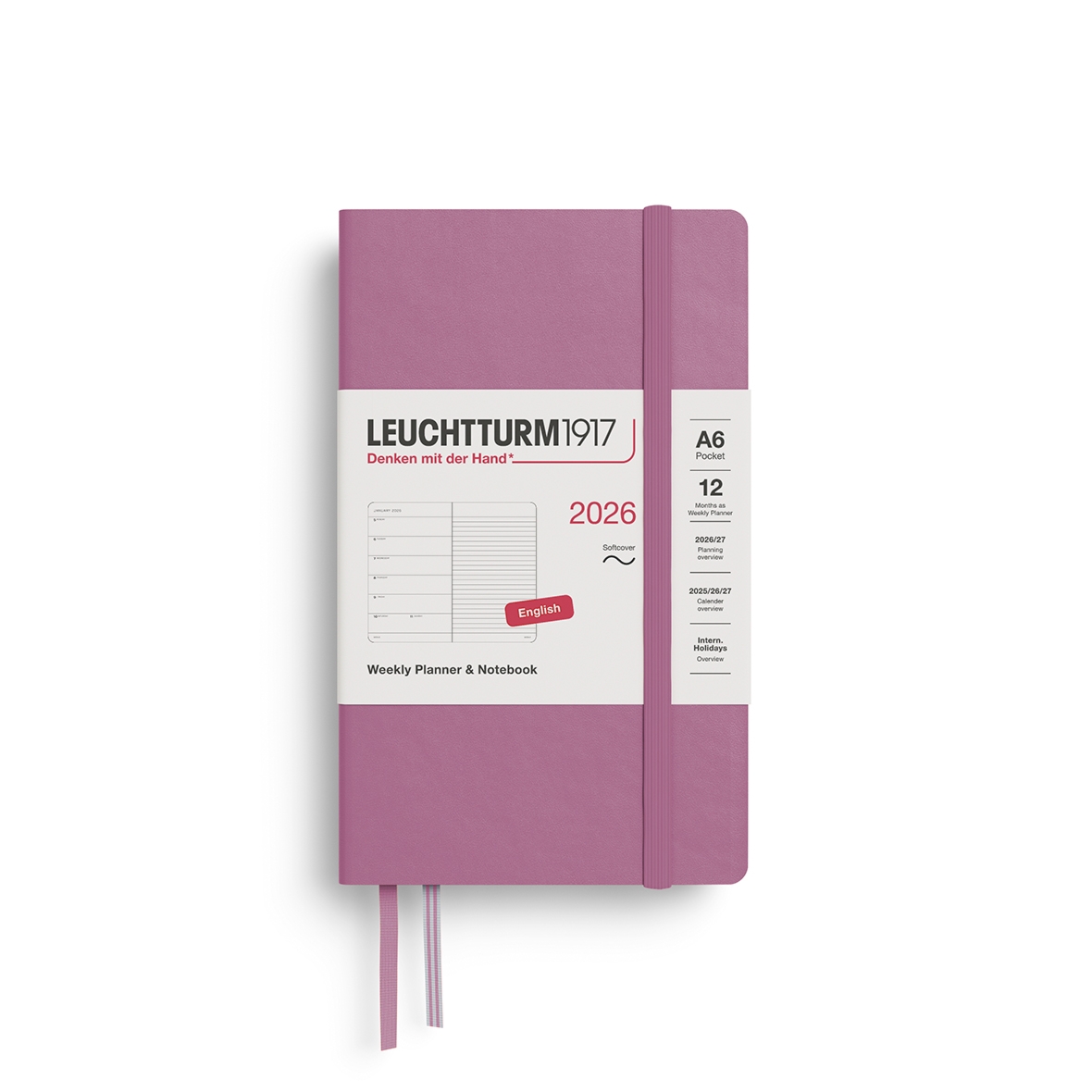 PLANER TYGODNIOWY Z NOTATNIKIEM LEUCHTTURM1917 W MIĘKKIEJ OPRAWIE POCKET (A6) 2026 DUSTY ROSE