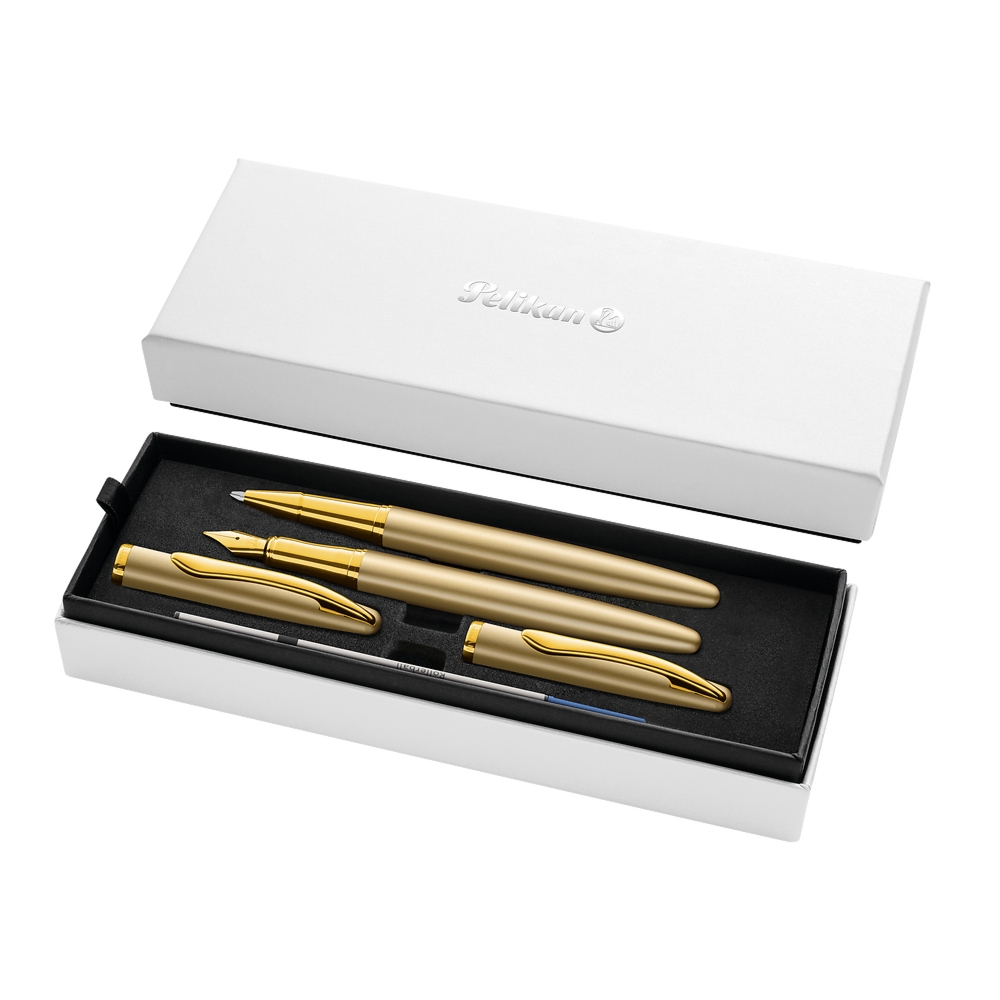 Zestaw pióro wieczne i pióro kulkowe Pelikan Jazz Noble Elegance Gold